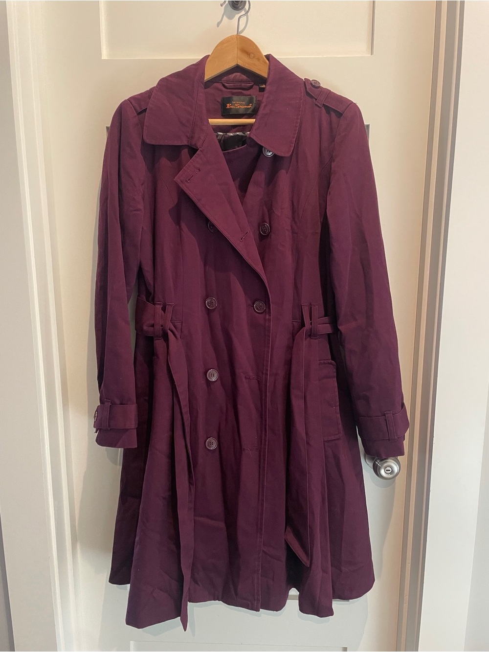 Ben Sherman Double-Breasted Trench Coat - Plum